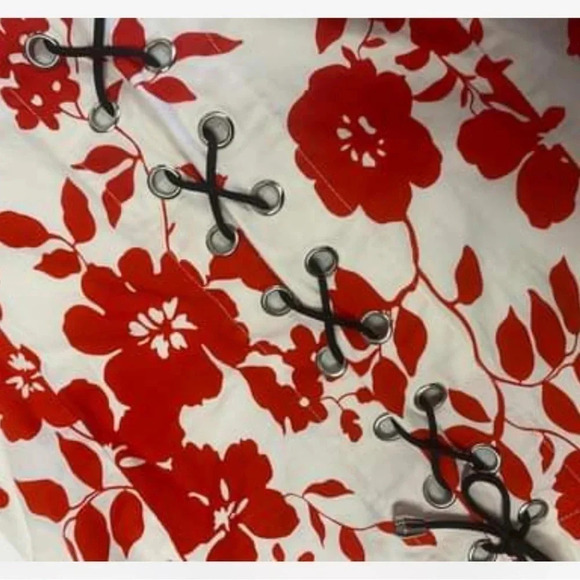 Lonky Red & White Floral sleeveless Midi Dress Size Large - Picture 8 of 10